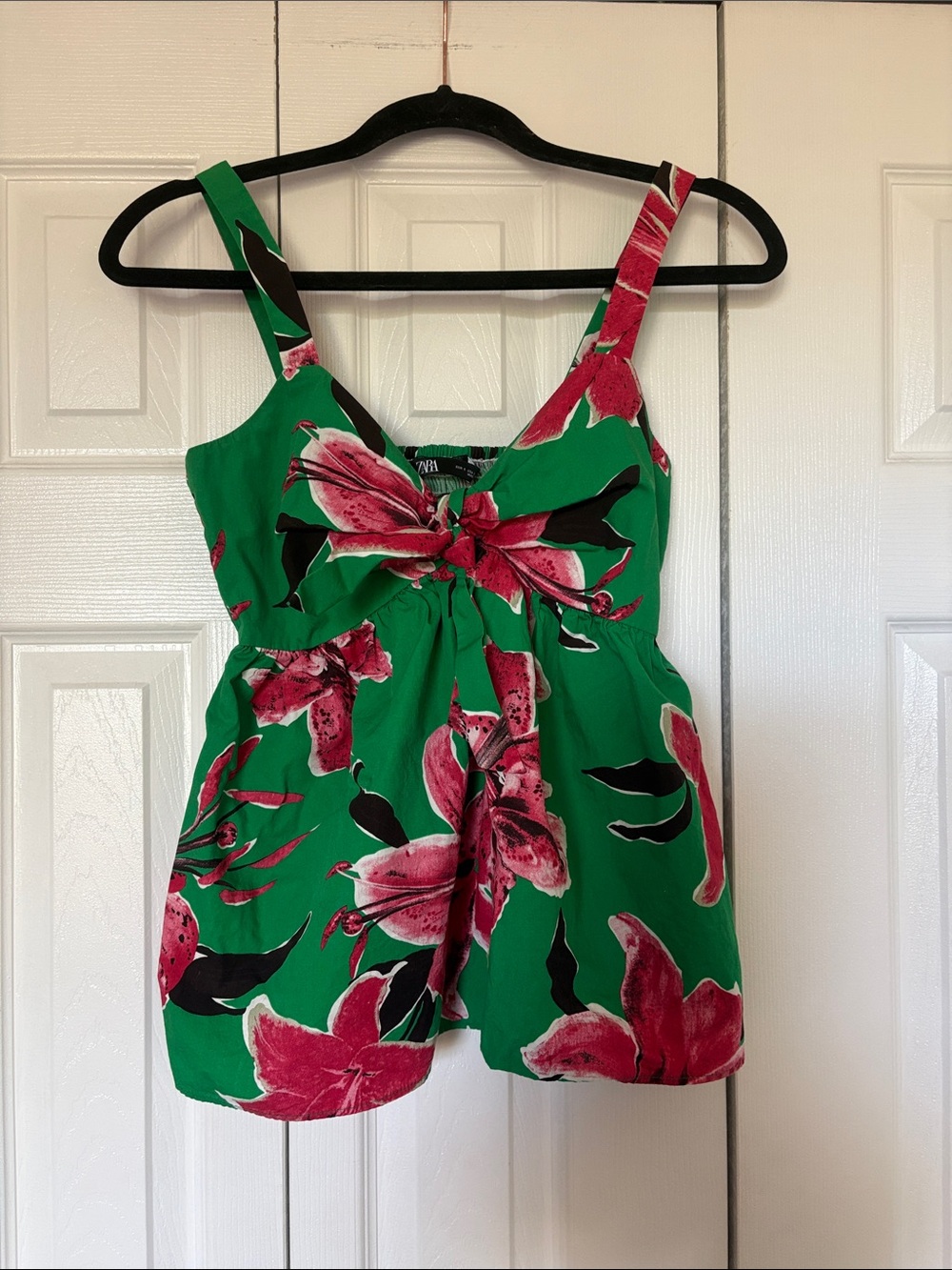 Zara Green Camisole with Fuchsia Floral Print